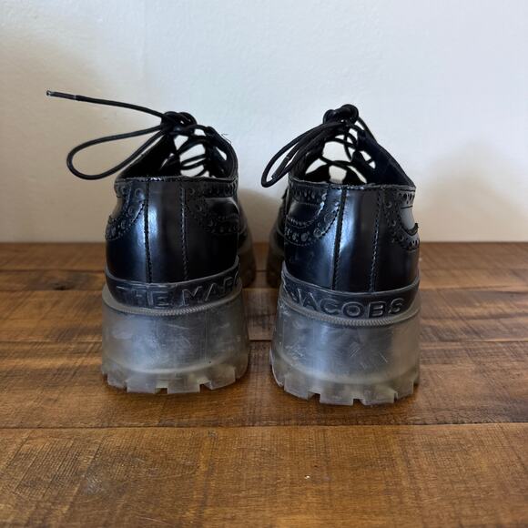 MARC JACOBS Womens Black Ghillie Brogues Leather Oxfords Shoes 39 - Picture 8 of 8